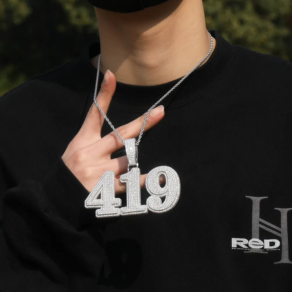 Iced Out Custom Name Pendant (Two Layer Prong Setting)