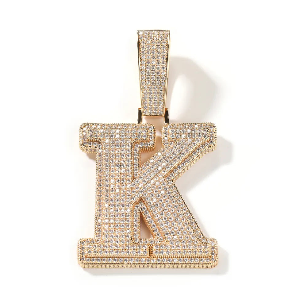 Iced Out Custom Name Pendant (Two Layer Prong Setting)