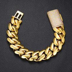 14k 10mm Cuban Link Bracelet (Cubic Zirconia Lock)