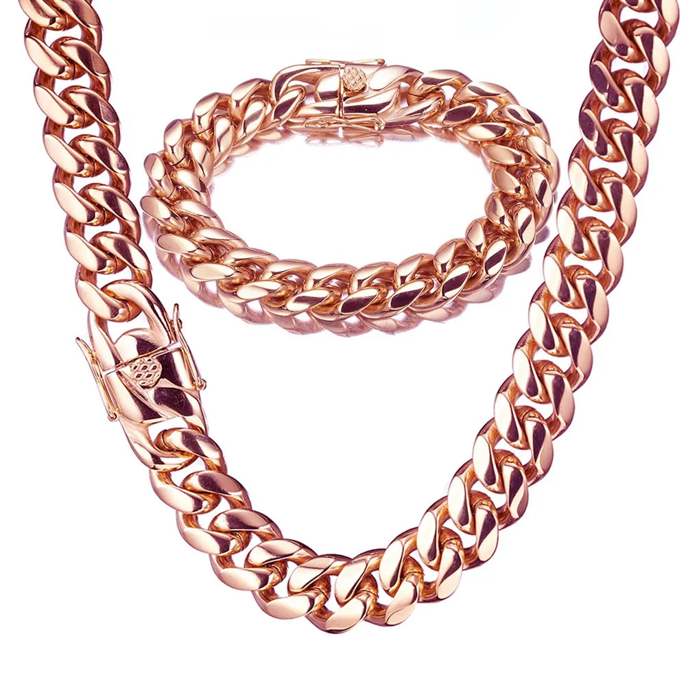 14mm Rose Gold Cuban Link Chain
