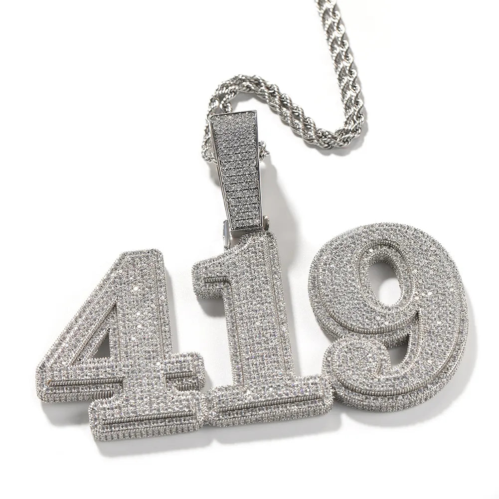 Iced Out Custom Name Pendant (Two Layer Prong Setting)