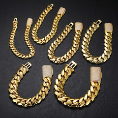 14k 10mm Cuban Link Bracelet (Cubic Zirconia Lock)