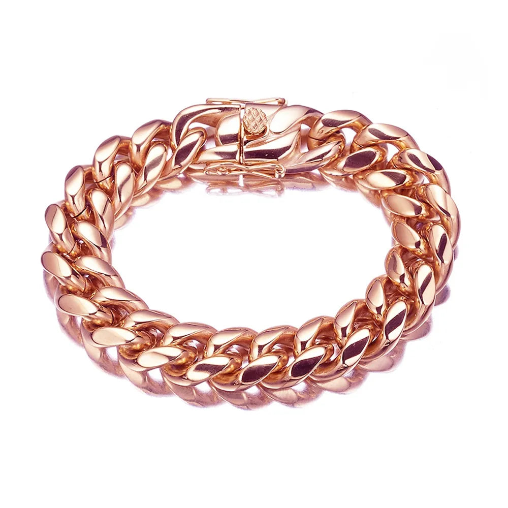 14mm Rose Gold Cuban Link Chain