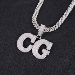 Iced Out Custom Name Pendant (Two Layer Prong Setting)