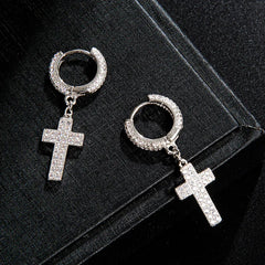 Iced Out Cross Stud Earrings