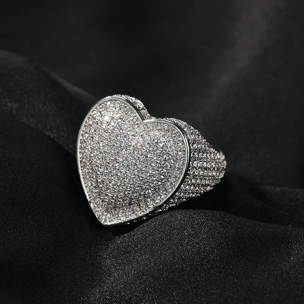 Iced Out Heart Ring