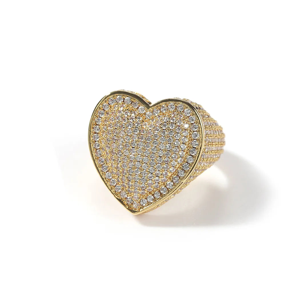 Iced Out Heart Ring