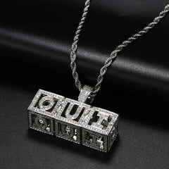 Custom Hollow Name Cube Pendant 