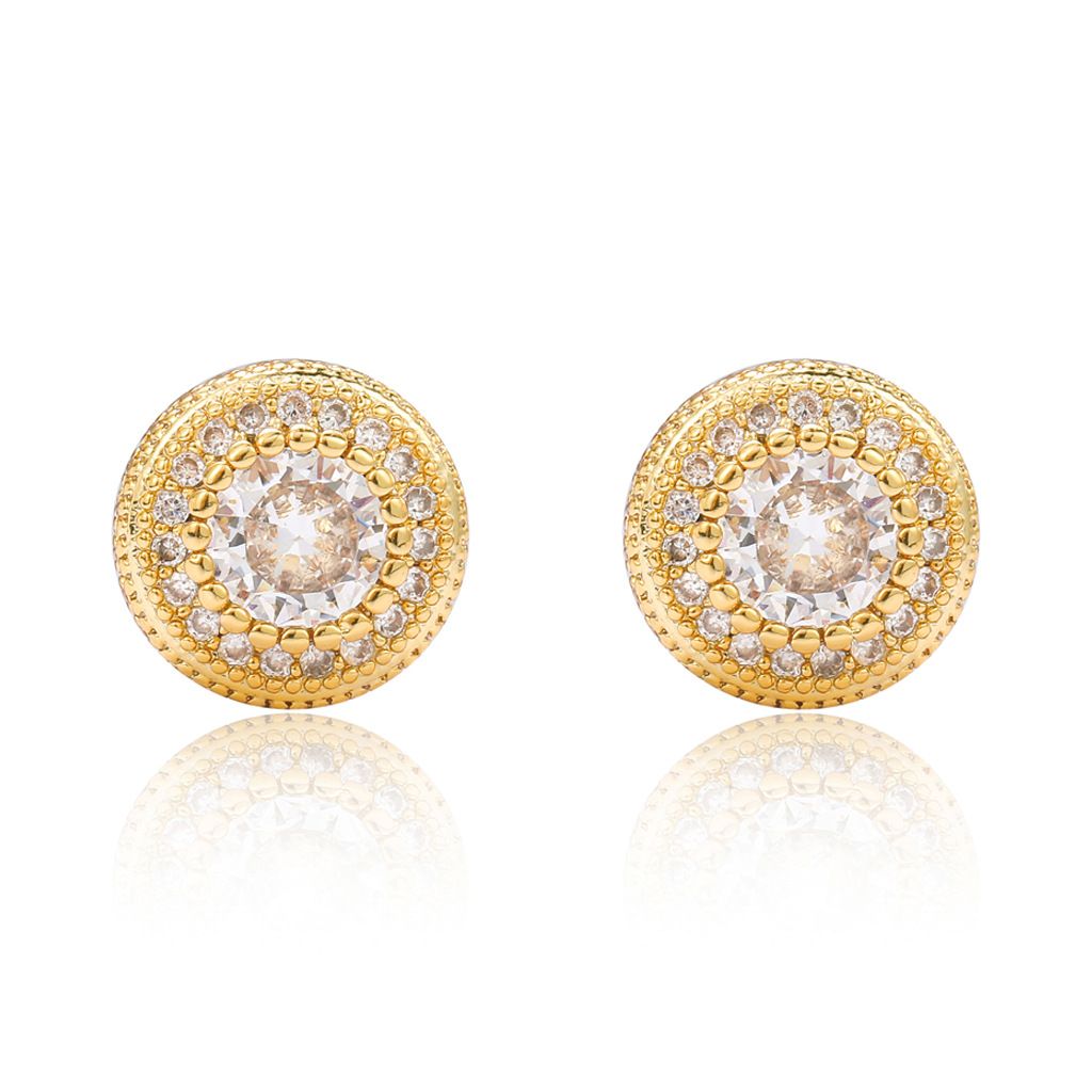 Round Button Stud Earrings