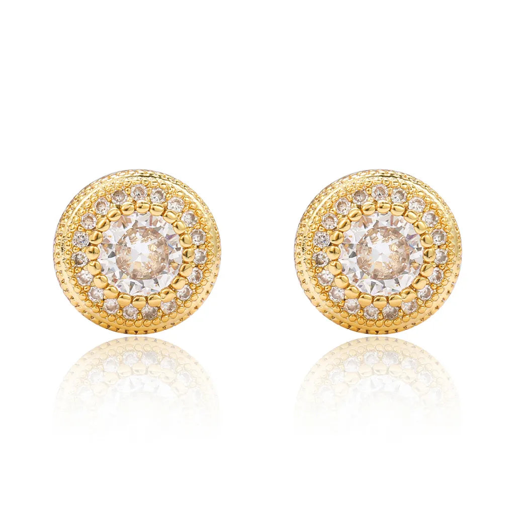 Round Button Stud Earrings