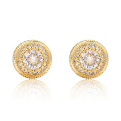 Round Button Stud Earrings