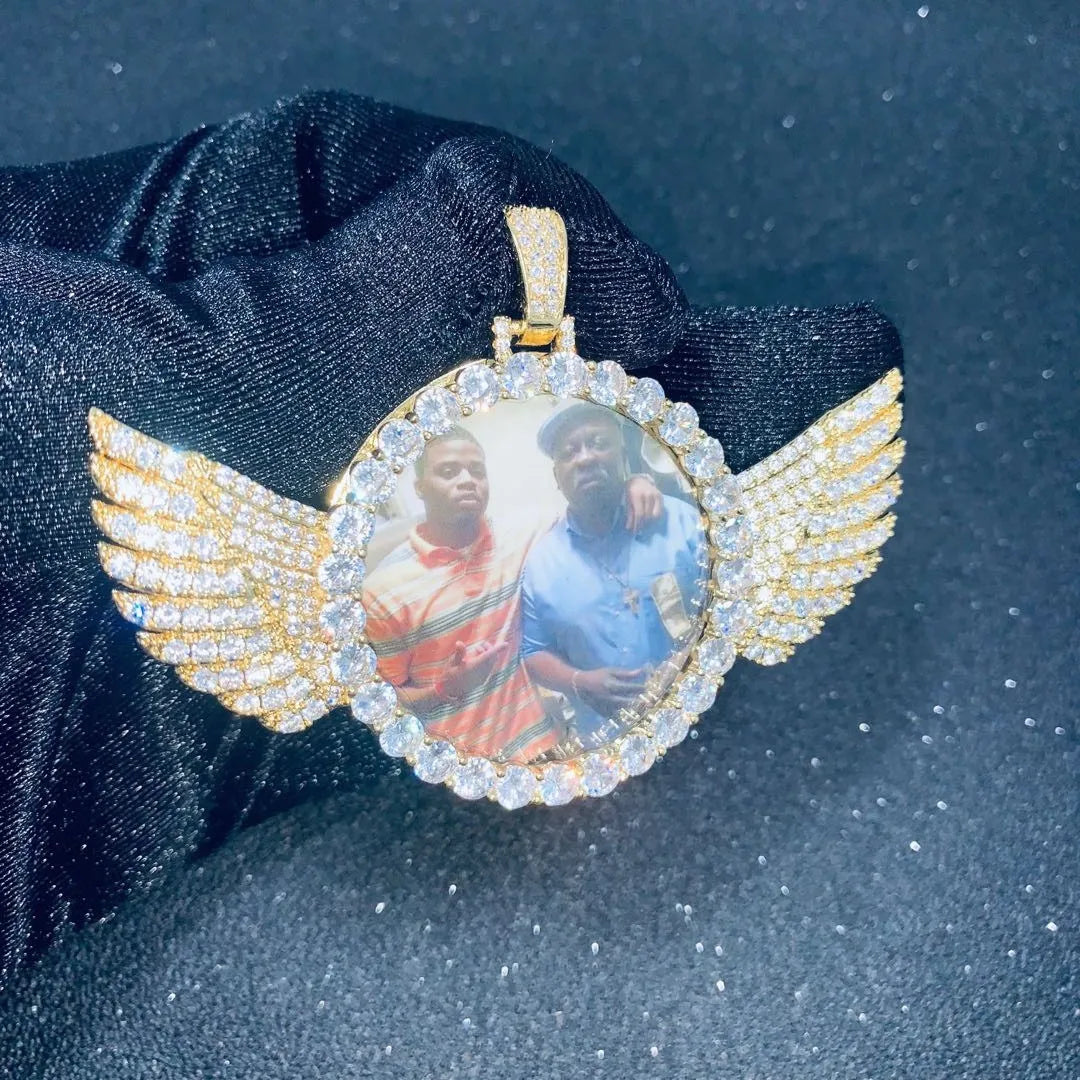 Custom Photo Medallion With Wings 