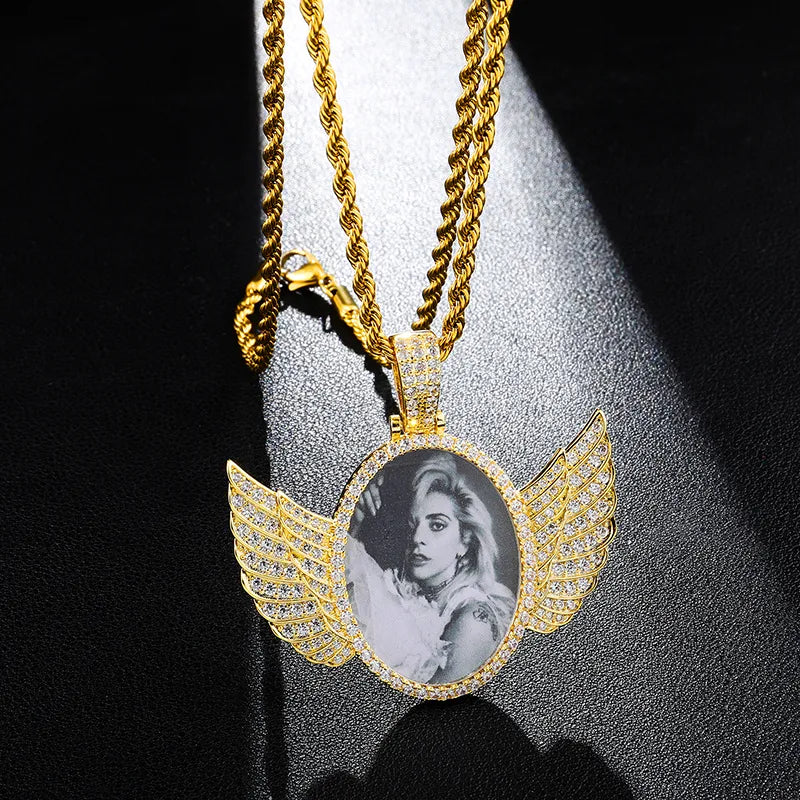 Custom Photo Medallion With Wings 
