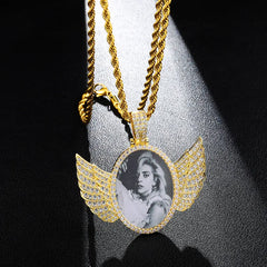Custom Photo Medallion With Wings 