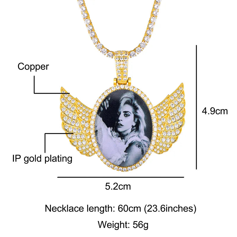 Custom Photo Medallion With Wings 