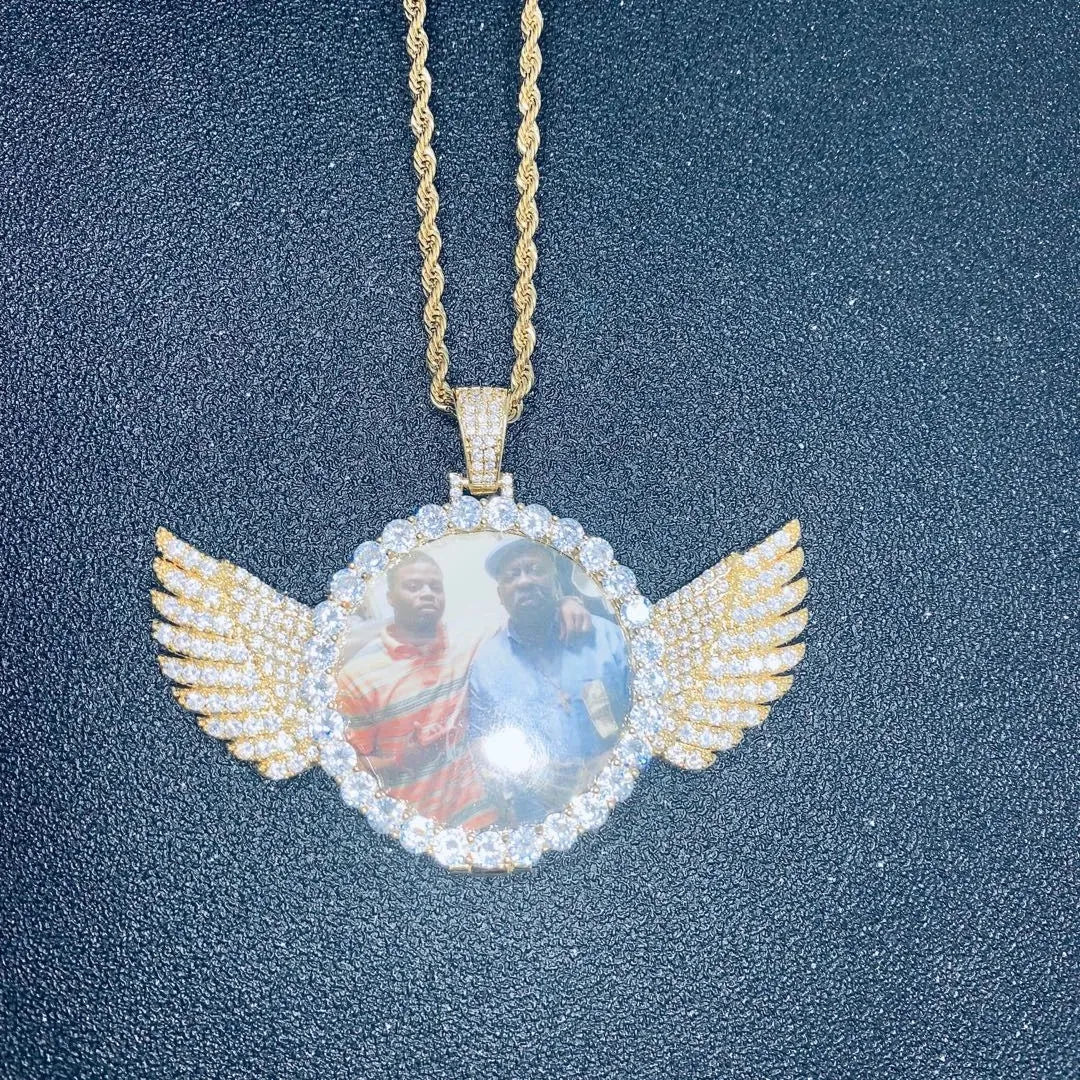 Custom Photo Medallion With Wings 