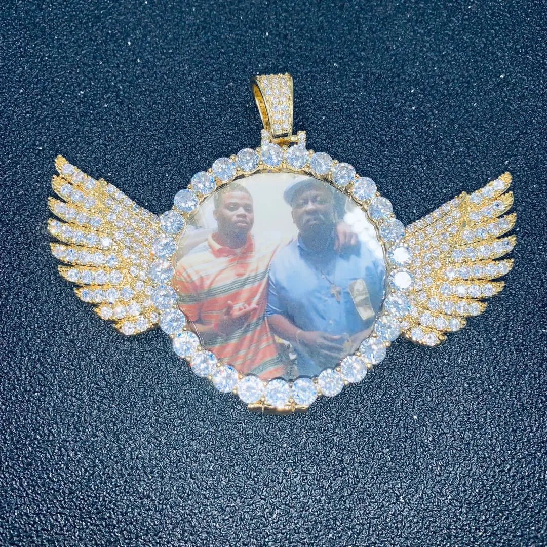 Custom Photo Medallion With Wings 
