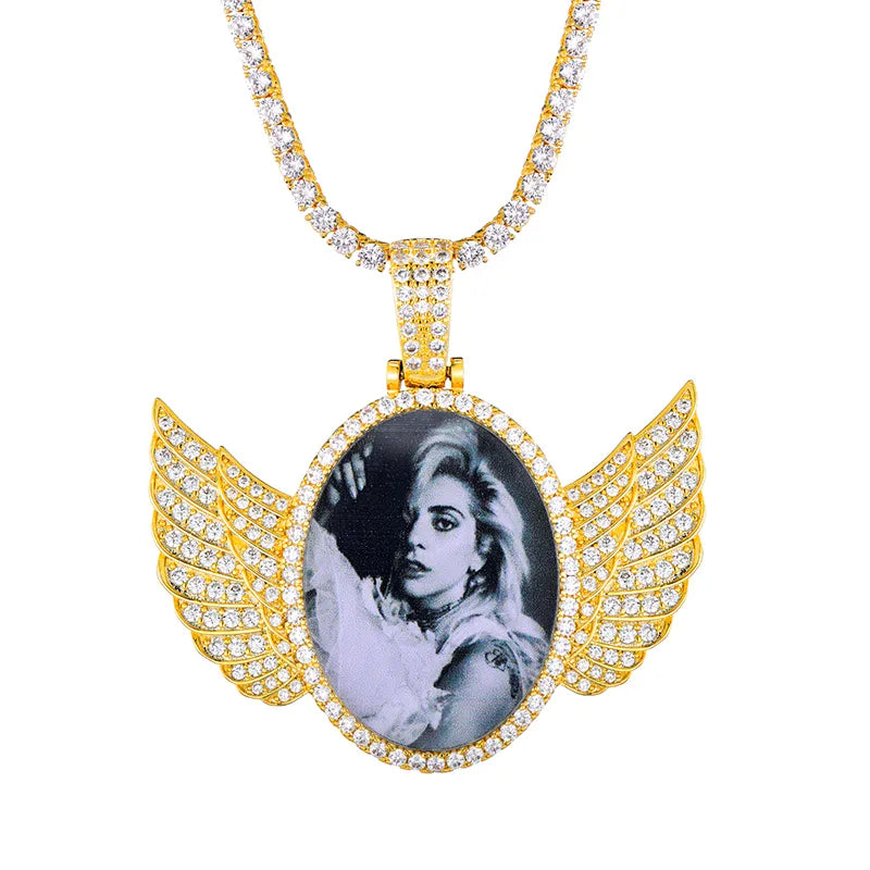 Custom Photo Medallion With Wings 