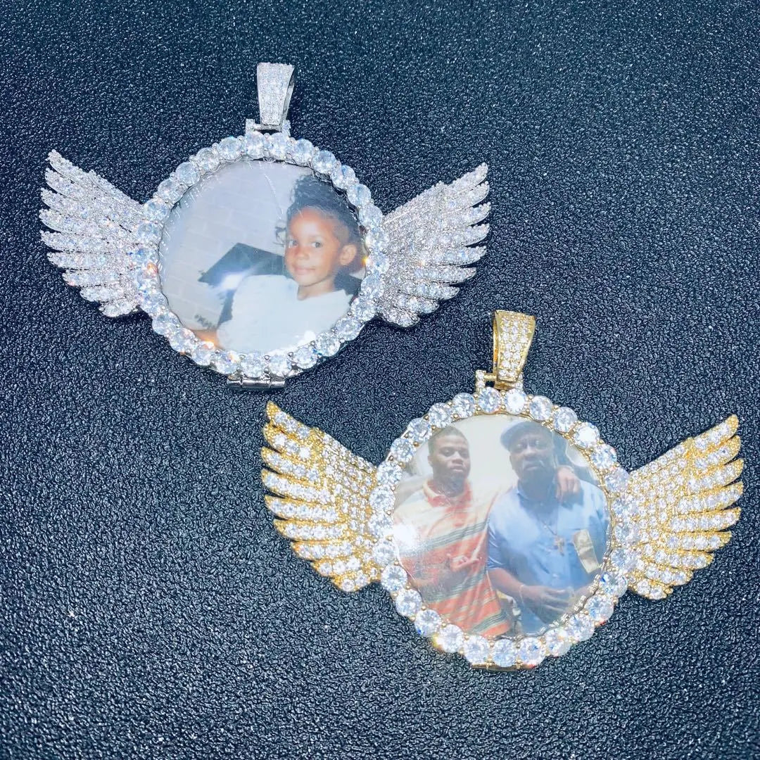 Custom Photo Medallion With Wings 