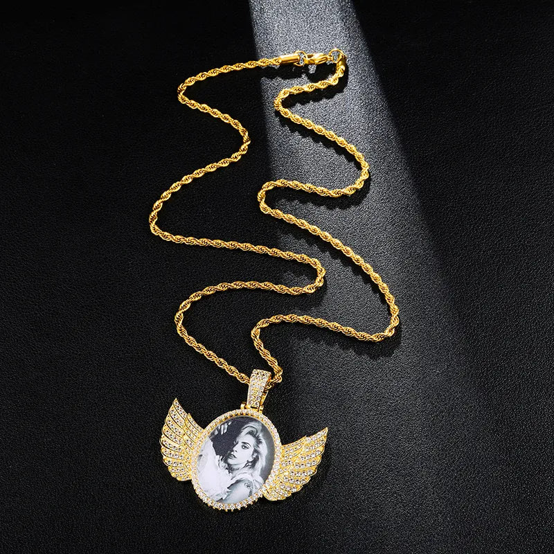 Custom Photo Medallion With Wings 
