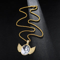 Custom Photo Medallion With Wings 