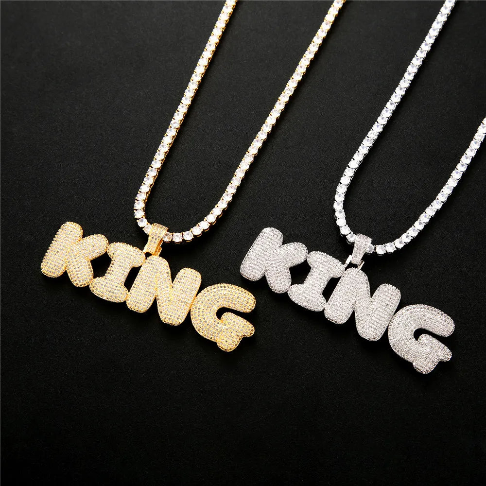 Custom Iced Out Bubble Letter Pendant