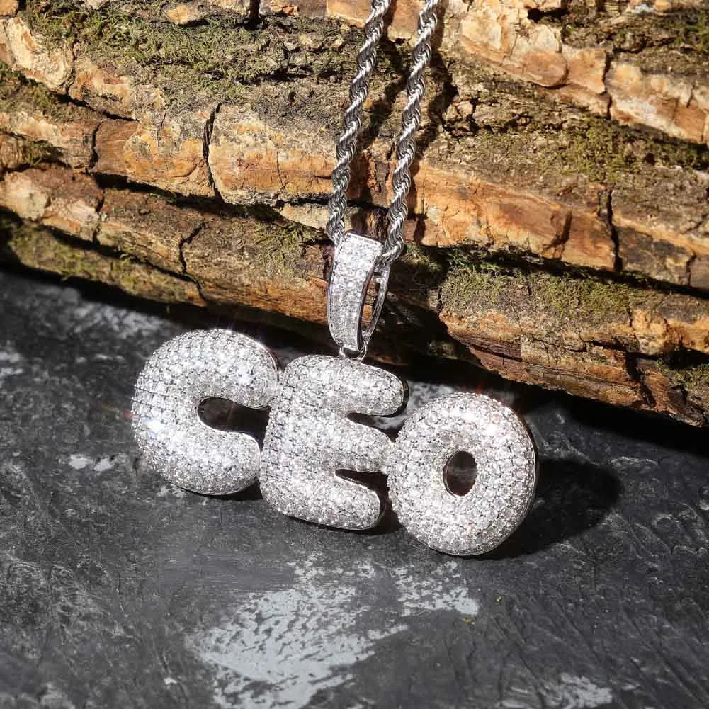 Custom Iced Out Bubble Letter Pendant