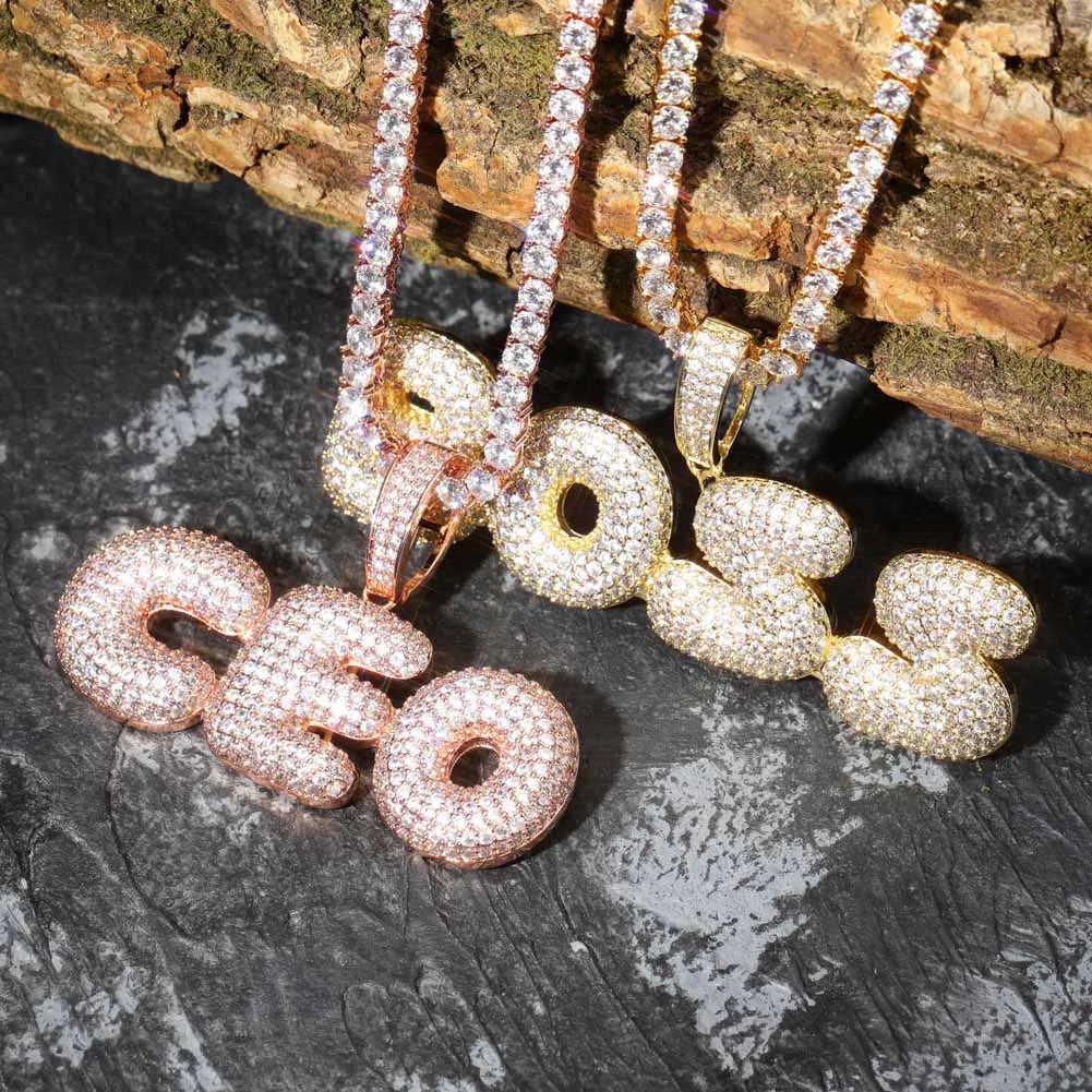 Custom Iced Out Bubble Letter Pendant