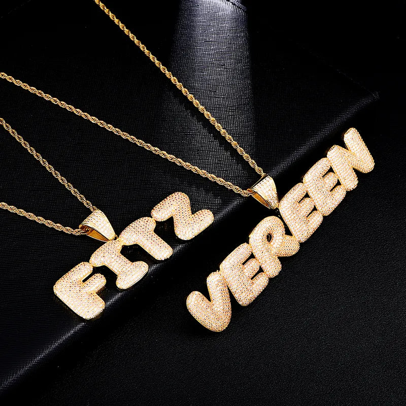 Custom Iced Out Bubble Letter Pendant