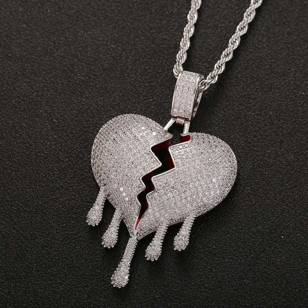 Iced Out Drippy Heart & Necklace