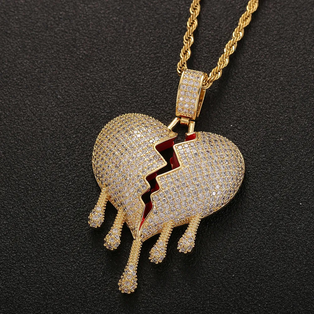 Iced Out Drippy Heart & Necklace