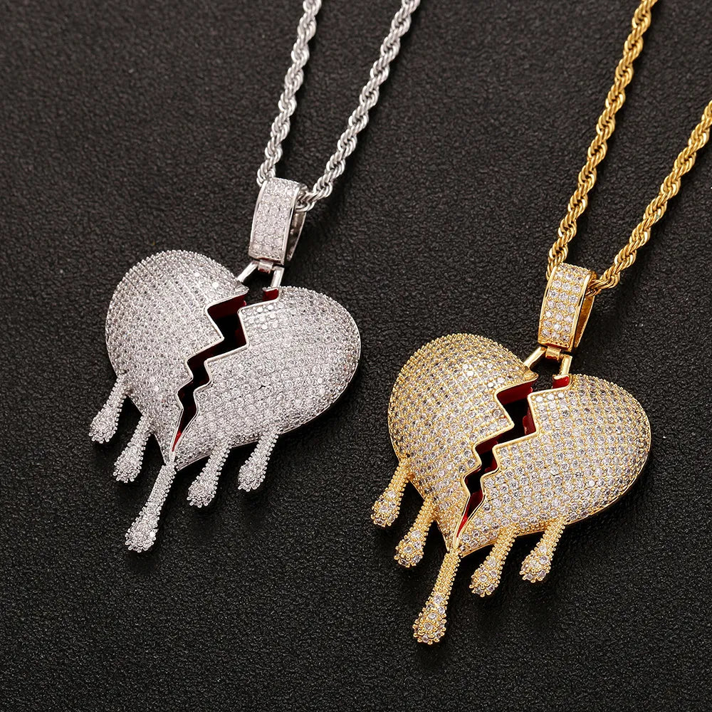 Iced Out Drippy Heart & Necklace