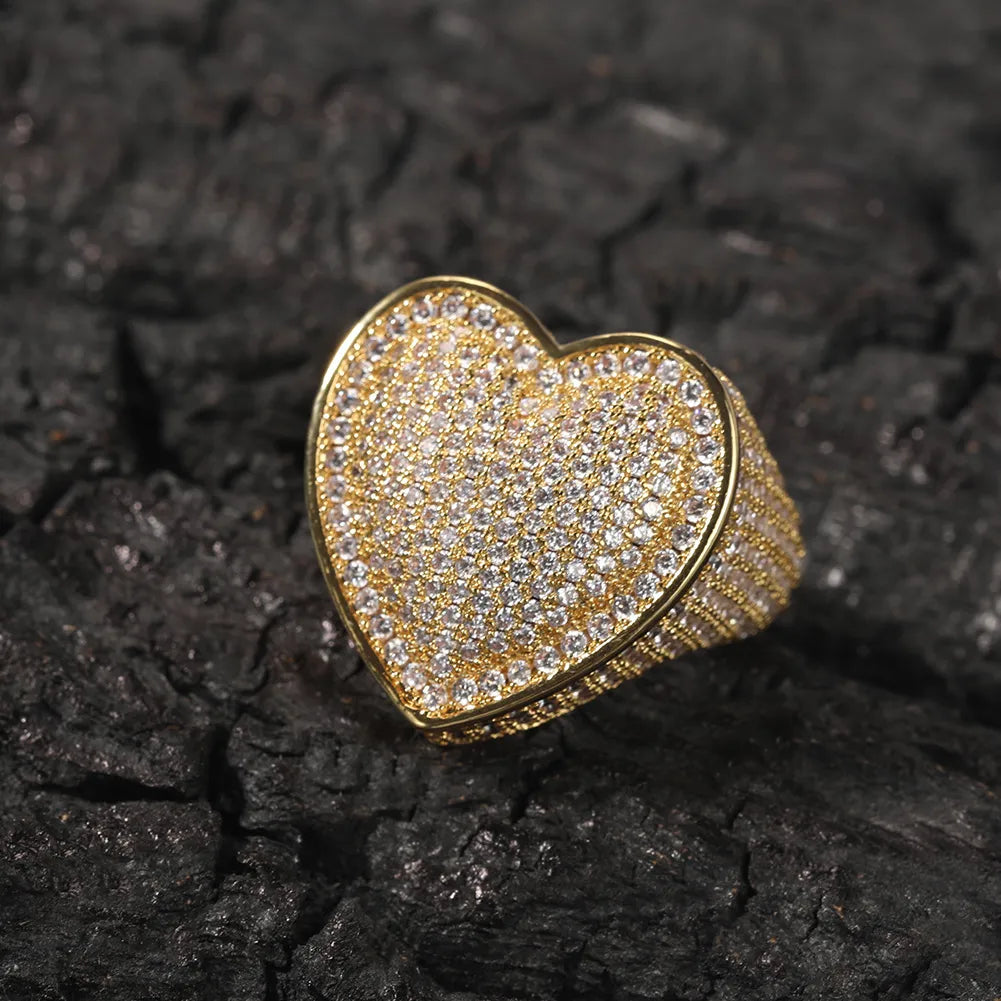 Iced Out Heart Ring