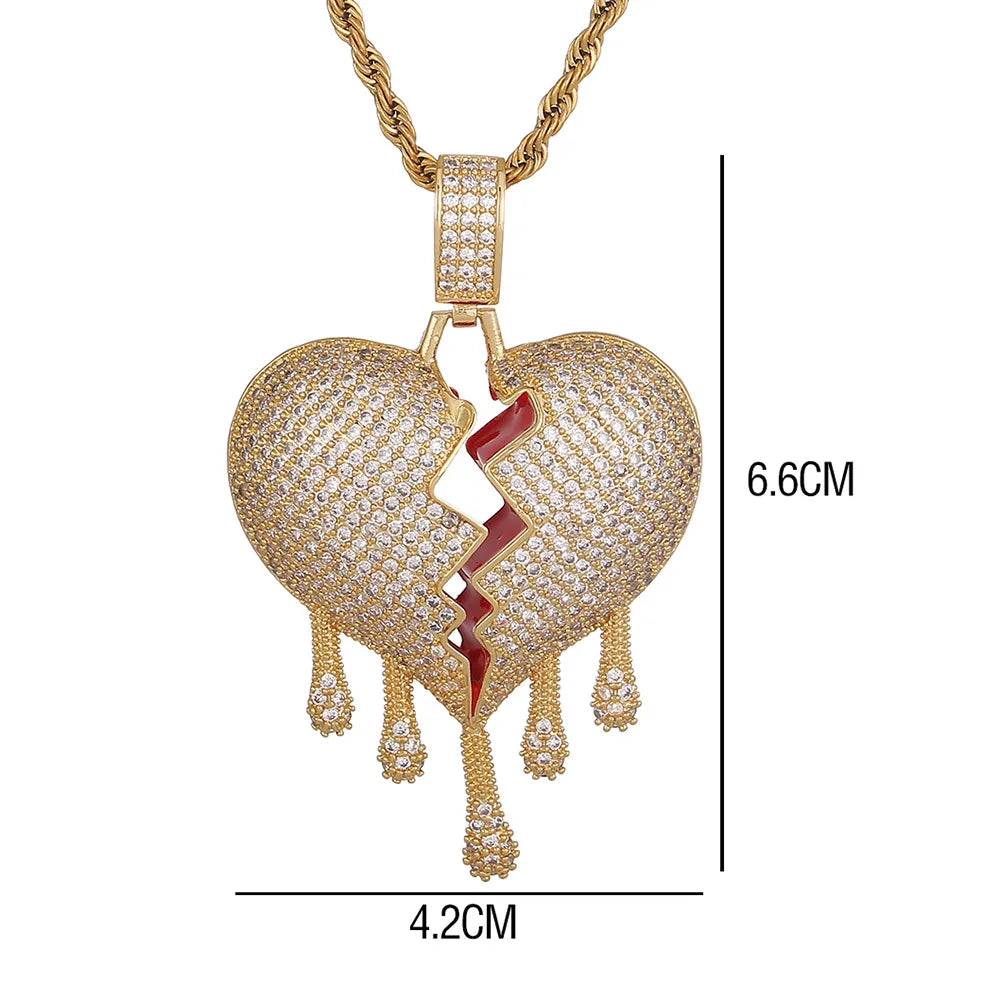 Iced Out Drippy Heart & Necklace