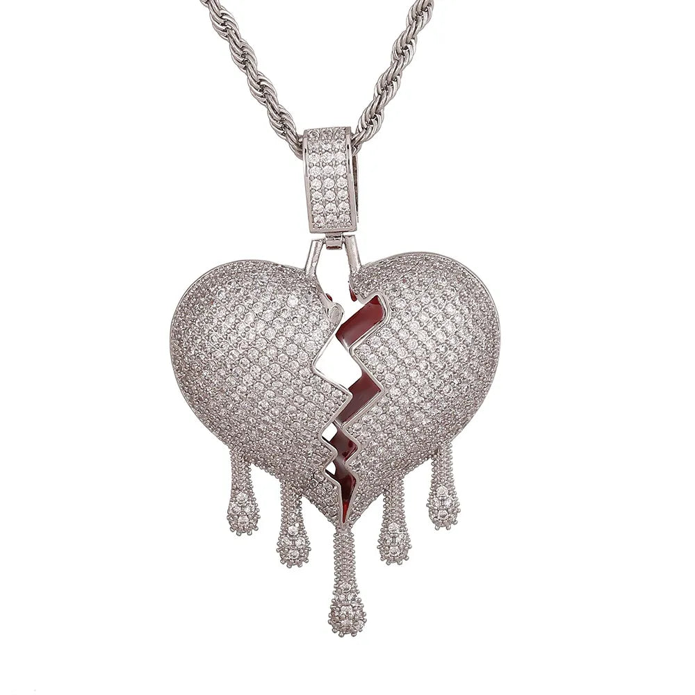 Iced Out Drippy Heart & Necklace