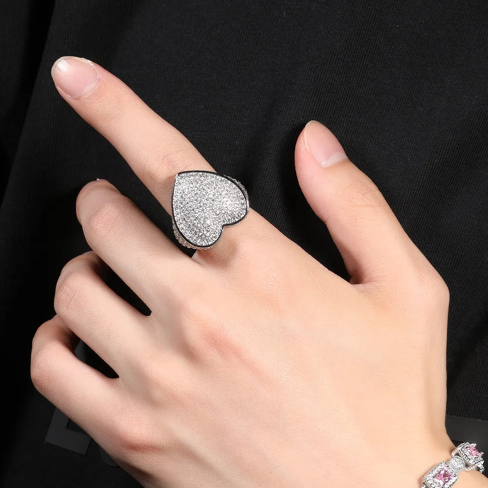Iced Out Heart Ring