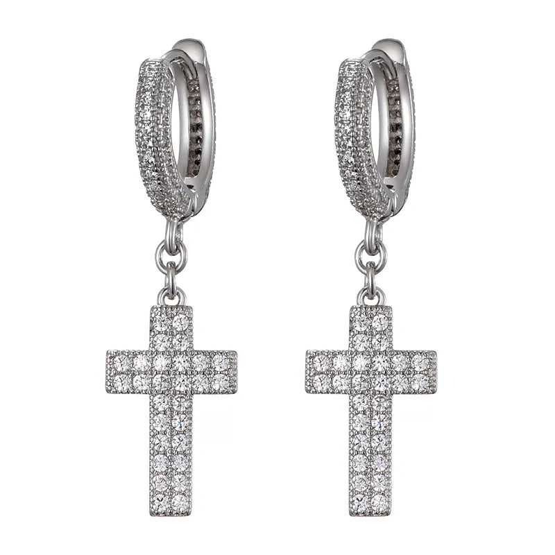 Iced Out Cross Stud Earrings