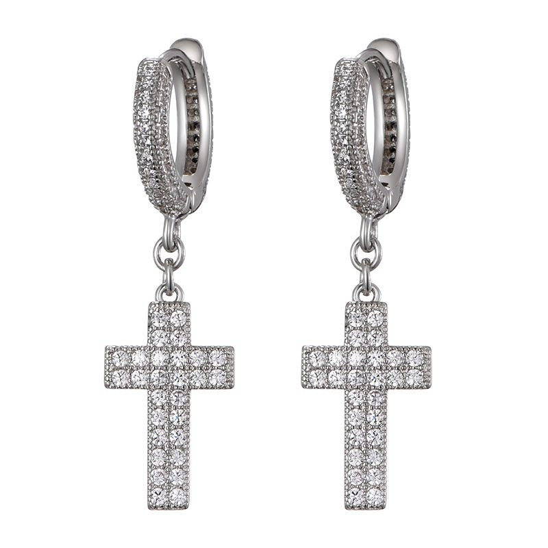 Iced Out Cross Stud Earrings