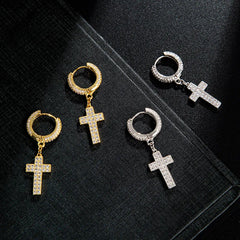 Iced Out Cross Stud Earrings
