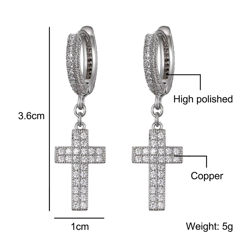 Iced Out Cross Stud Earrings
