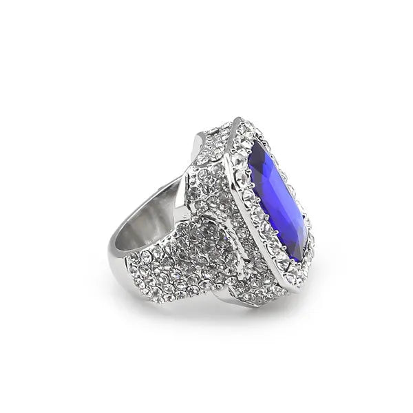 Iced Out Ruby Ring – Red, Black, Blue, or Green