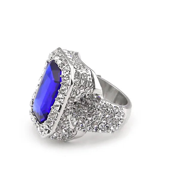 Iced Out Ruby Ring – Red, Black, Blue, or Green