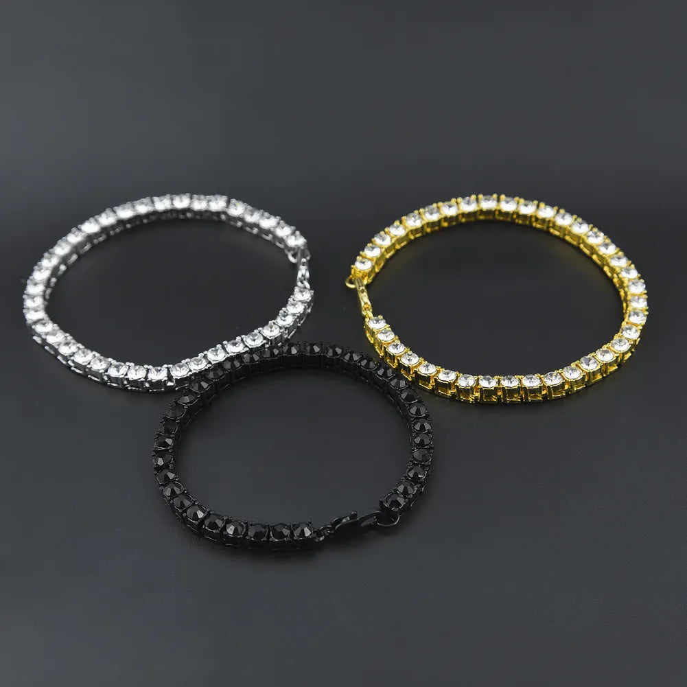 1 Row Iced Out Tennis Bracelet – Gold, Silver, or Gunmetal