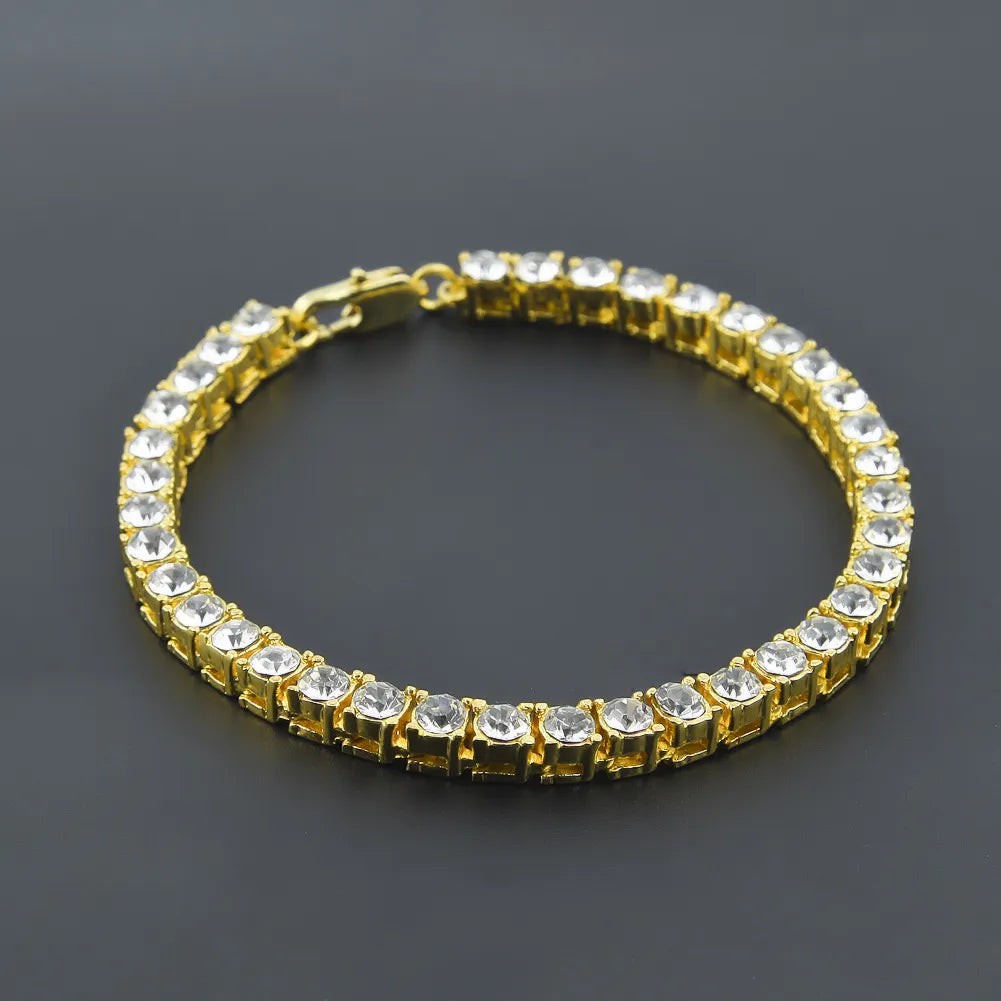 1 Row Iced Out Tennis Bracelet – Gold, Silver, or Gunmetal