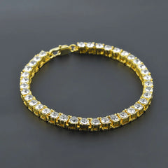 1 Row Iced Out Tennis Bracelet – Gold, Silver, or Gunmetal