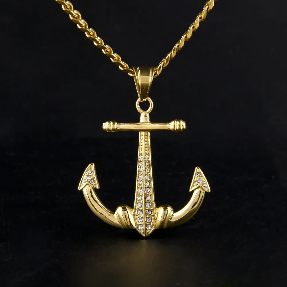 18K Gold Plated Anchor Pendant & Necklace