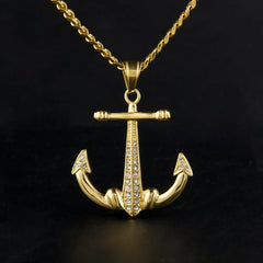 18K Gold Plated Anchor Pendant & Necklace