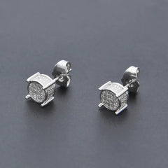 Iced Out Round Screw Back Earrings – Gold or Silver