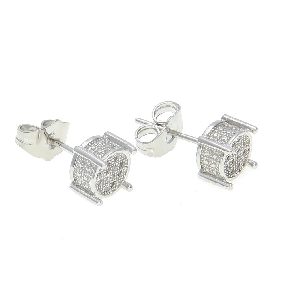 Iced Out Round Screw Back Earrings – Gold or Silver