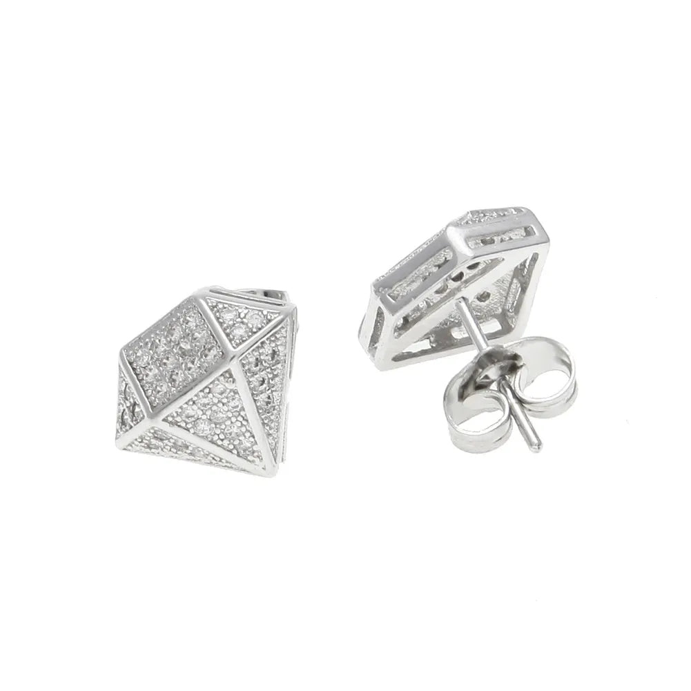 Iced Out Diamond Shaped Earrings (Cubic Zirconia)